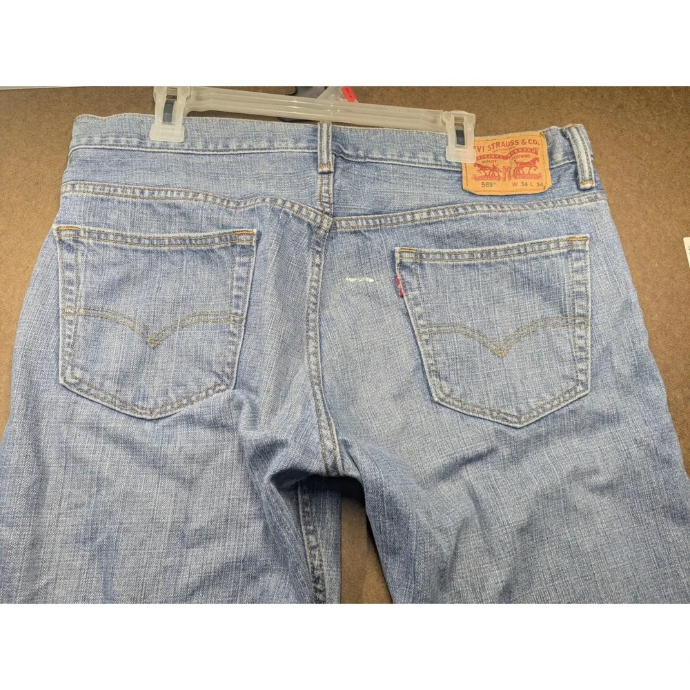 Levi's 569 Loose Straight Leg Jeans Mens 34x34 Light Wash Blue Denim 569-0127